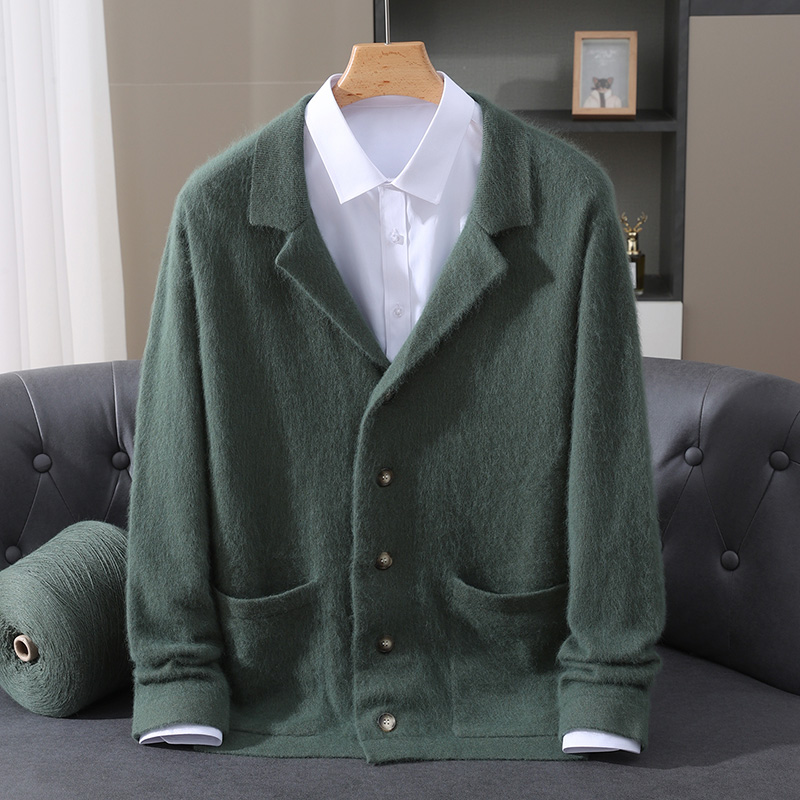 Wool Coat Peacoat - Neue Nerz Wolle Strickjacke männer Gepolsterte