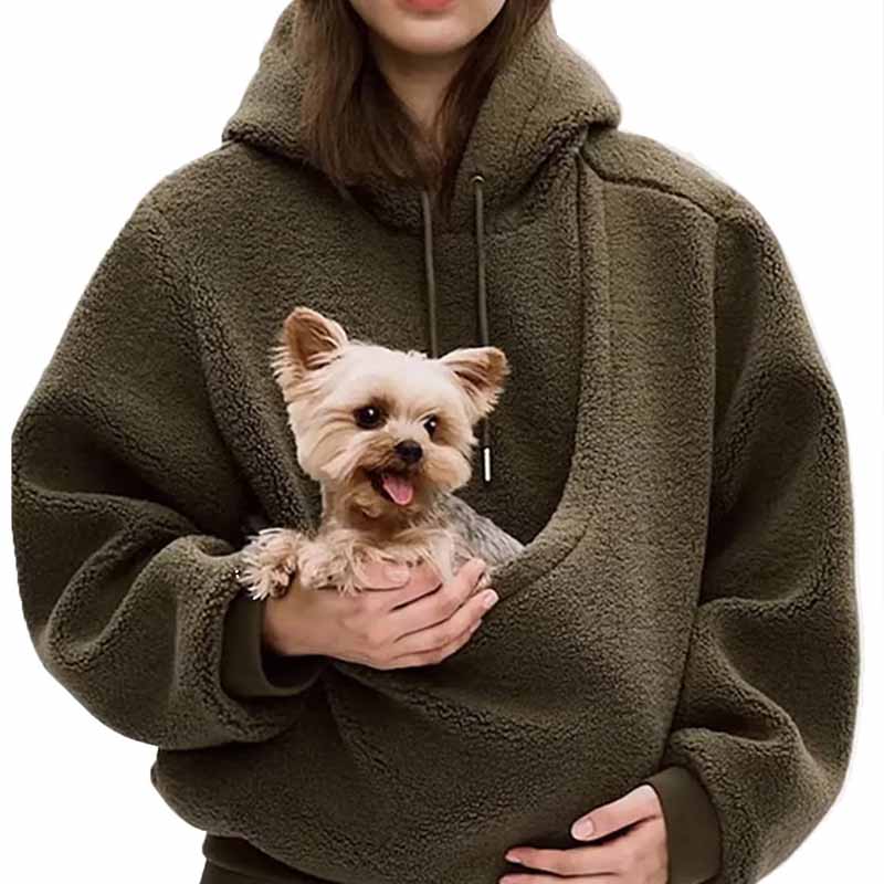 Sherpa Hoodie Fleece - Herbst-Winter-Damen-Sweatshirt in Unifarbe mit Kapuze und