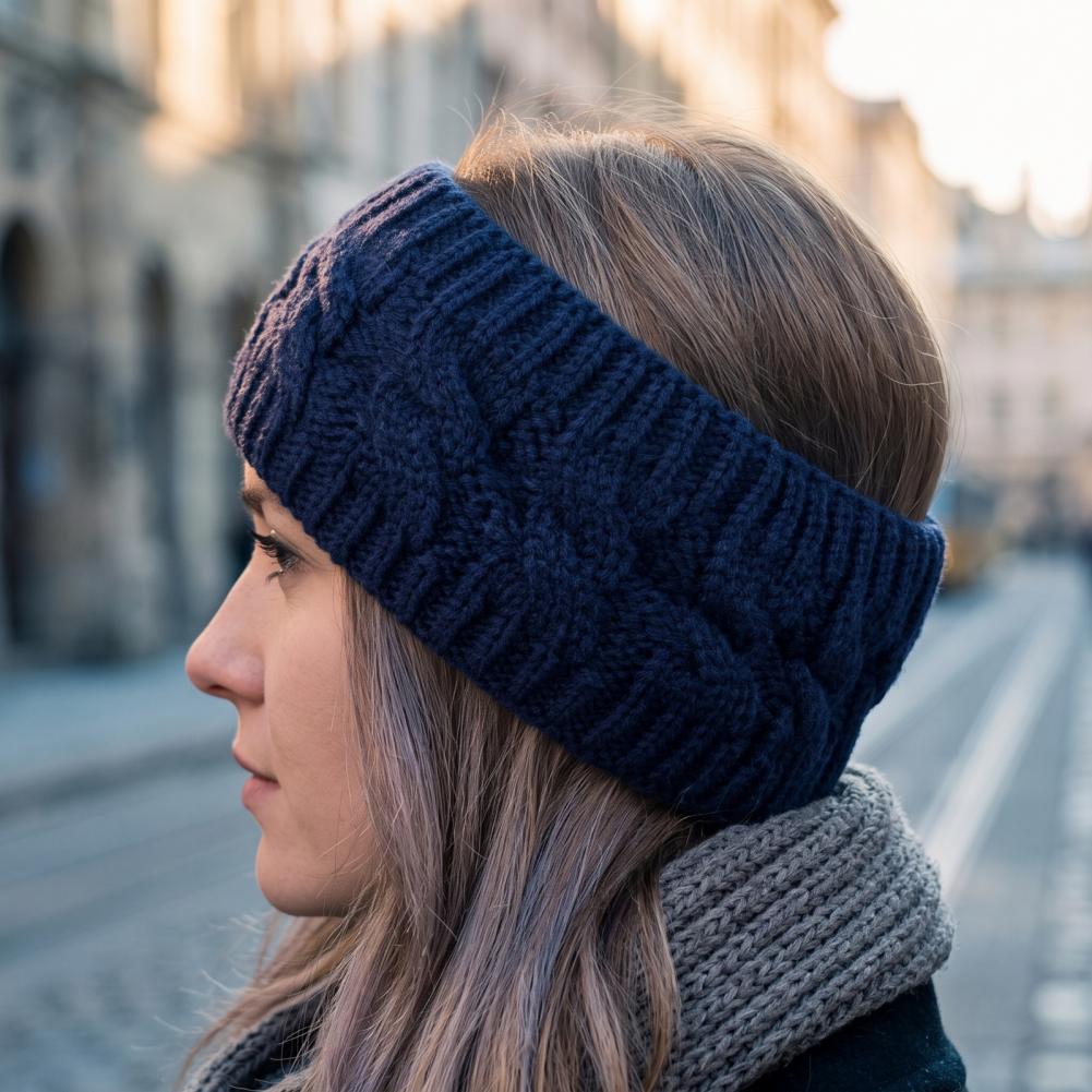 Fleece Ear Warmer Band - Winter-Strick-Stirnband für Frauen, Weiches Fleece-Gefüttertes Thermisches