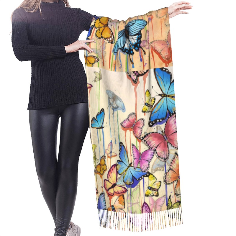 Retro-Schmetterling-Winter-Kas – Cashmere Pashmina Wrap Bewertung und Preis