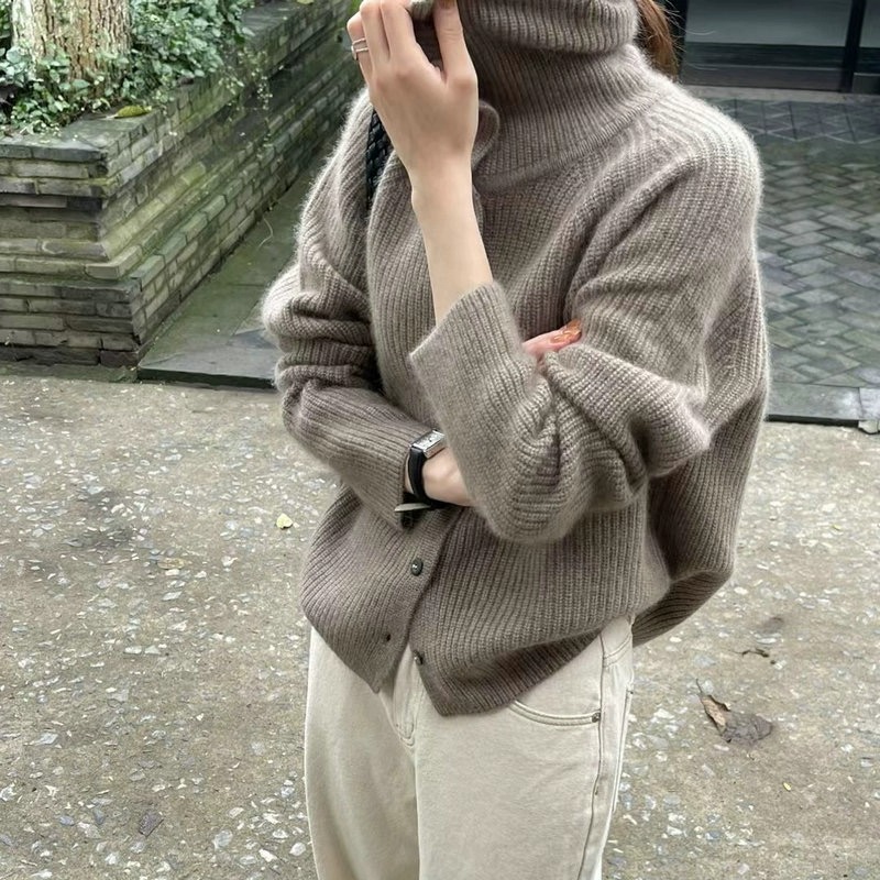 Rollkragen-Cardigan für Damen, – Wool Coat Peacoat Bewertung und Preis